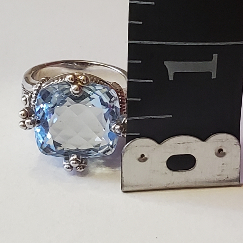 Judith Ripka Blue Topaz & Sterling Ring, Sz 7 - Picture 5 of 7